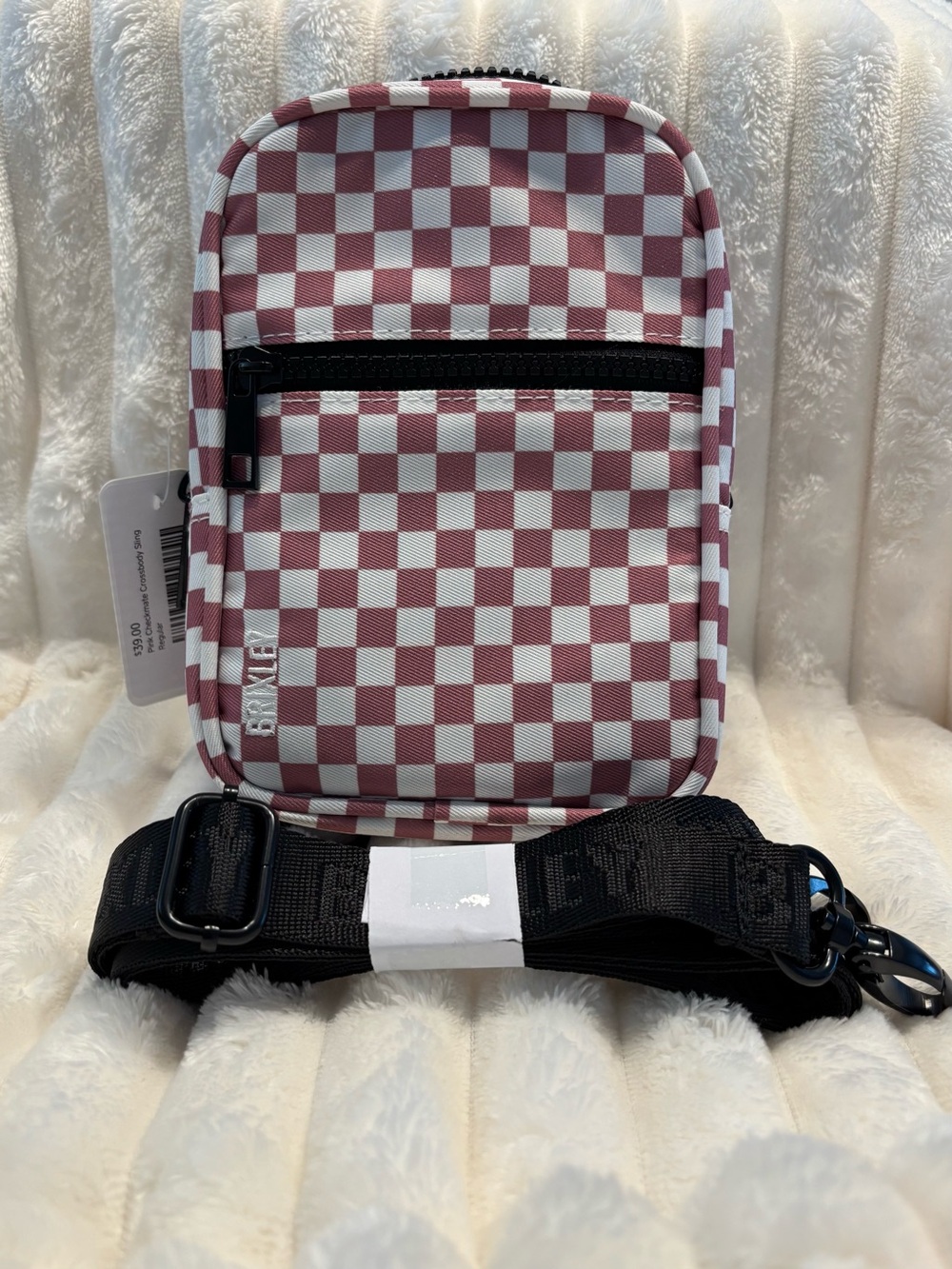 Brixley - Pink Checkmate Women’s Crossbody Bag - Pink & White - Picture 3 of 4